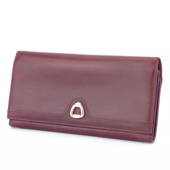 CELINE wallet logo Bordeaux leather Authentic used - Picture 1 of 9